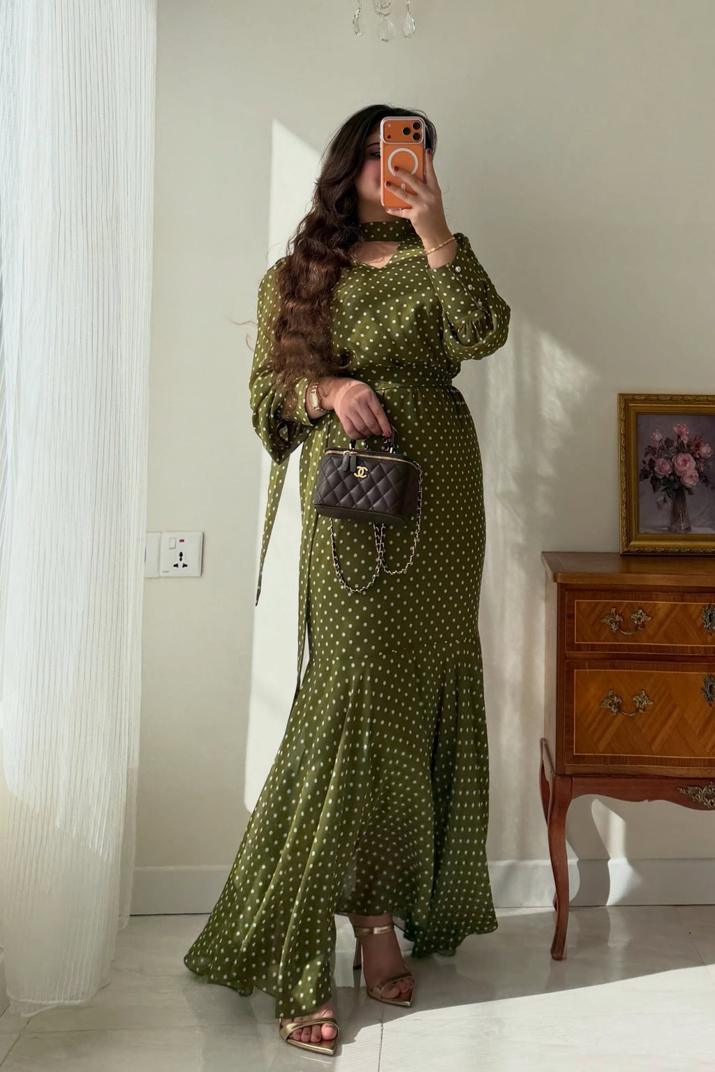 Elowen Polka Dot Tie Waist Maxi