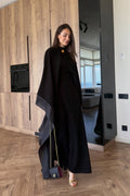 Zara Shawl Collar Shimmer Abaya Robe-Black