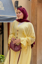 Amina V Neck Button Flare Cuff Maxi Abaya