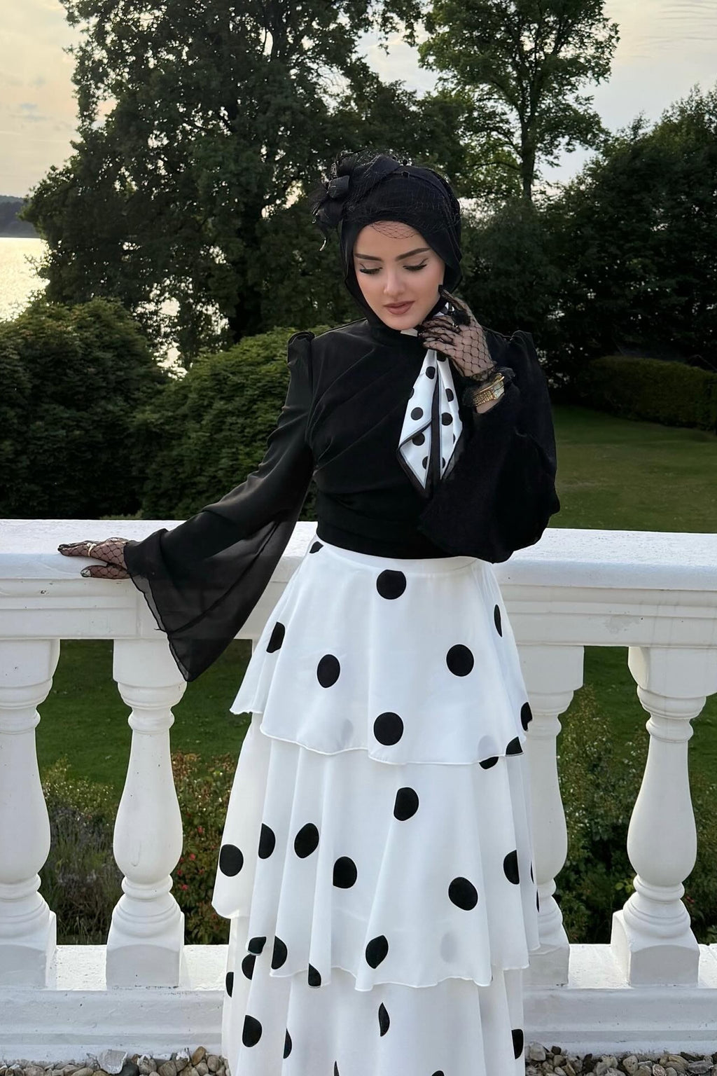 Eliza Polka Dot Layered Skirt Two Piece Set
