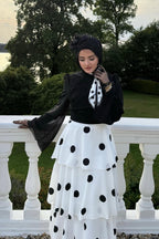 Eliza Polka Dot Layered Skirt Two Piece Set