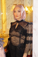 Zara Black Sheer Lace Maxi Bodycon Dress