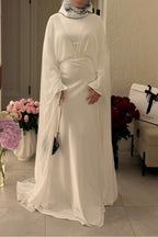 Sara Flowy Cape Satin Two Piece Abaya