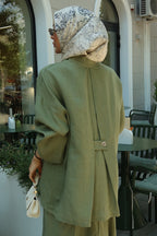 Ayla Linen Flare Sleeve Two Piece Set