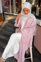Mila Pearl Bow Embellished Open Abaya