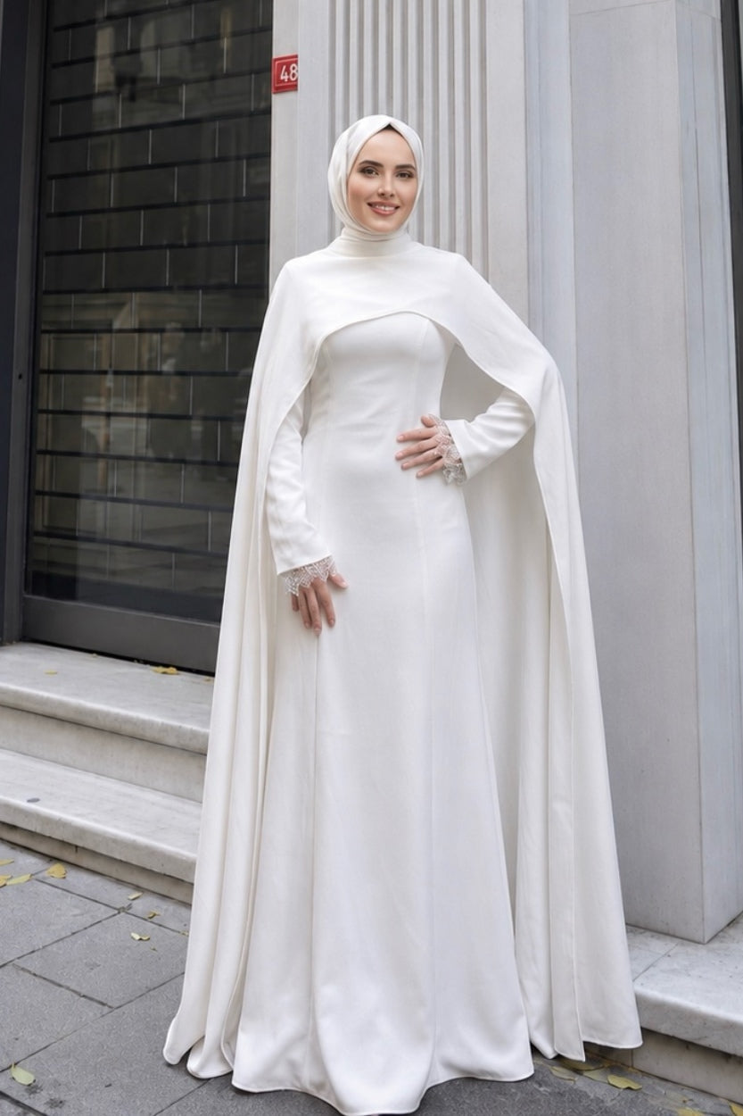 Amira Cape Sleeve Lace Cuff Maxi Abaya