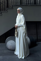 Nora Gold Button Satin Abaya Co-ord