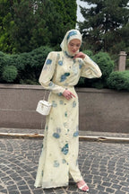 Mia Watercolor Floral Button Front Abaya