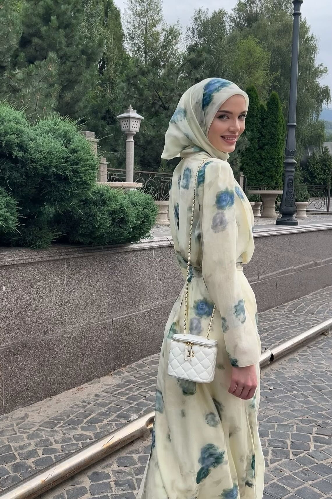 Mia Watercolor Floral Button Front Abaya