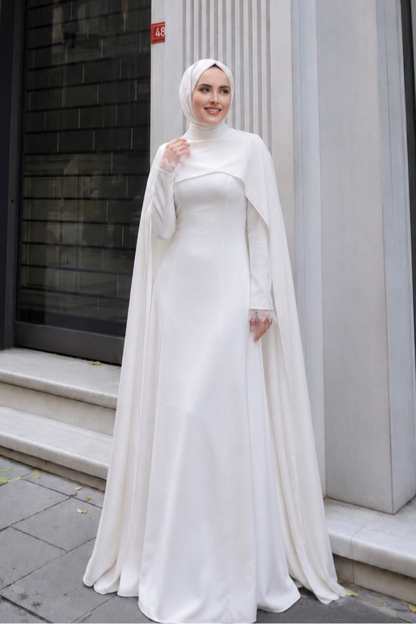 Amira Cape Sleeve Lace Cuff Maxi Abaya