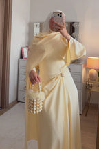 Yara Twist Waist Cape Satin Abaya