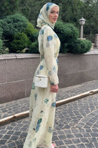 Mia Watercolor Floral Button Front Abaya
