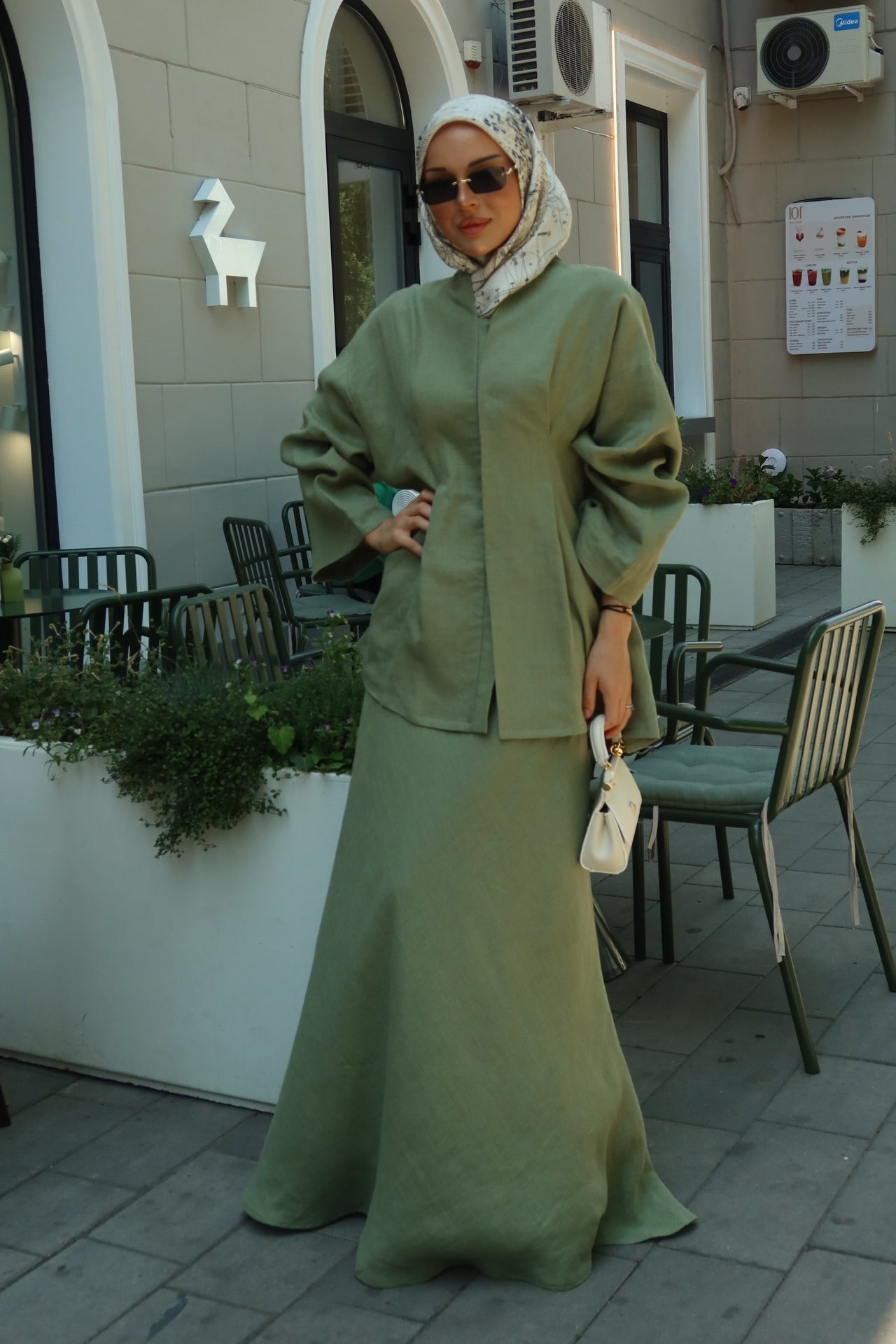 Ayla Linen Flare Sleeve Two Piece Set