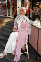 Mila Pearl Bow Embellished Open Abaya