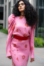Elowen Rose Print Ruffle Mermaid Maxi
