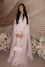 Dania Open Front Flowy Cape Satin Maxi Dress