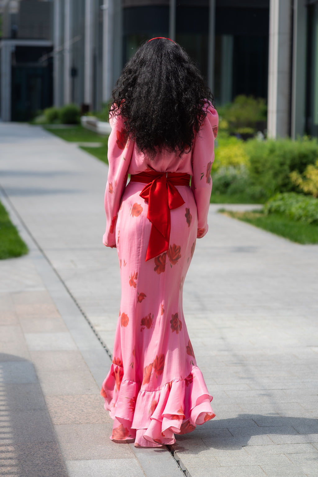 Elowen Rose Print Ruffle Mermaid Maxi