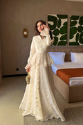 Elowen Cream Leaf Embroidery Maxi Dress