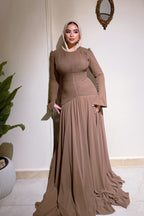 Ayla Pleated Waist Train Maxi Dress