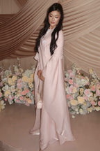 Dania Open Front Flowy Cape Satin Maxi Dress