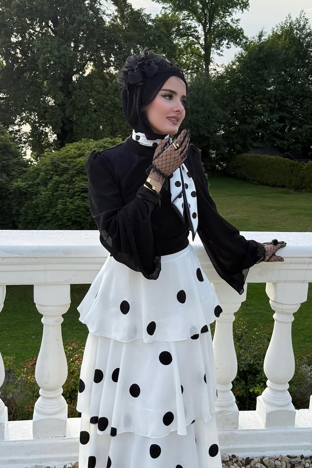 Eliza Polka Dot Layered Skirt Two Piece Set