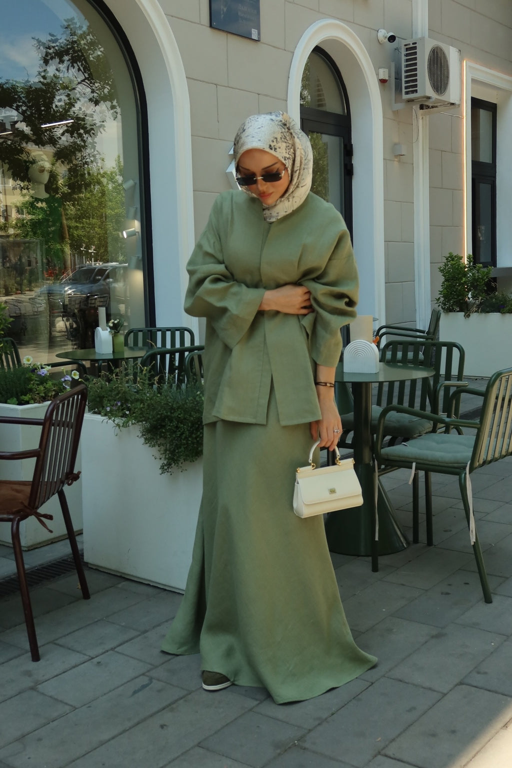 Ayla Linen Flare Sleeve Two Piece Set