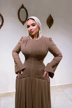 Ayla Pleated Waist Train Maxi Dress