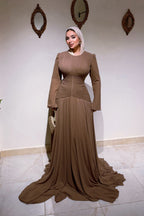 Ayla Pleated Waist Train Maxi Dress