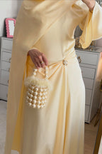 Yara Twist Waist Cape Satin Abaya
