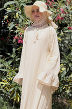 Zoe Tie Neck Ruffle Sleeve Abaya