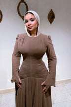 Ayla Pleated Waist Train Maxi Dress