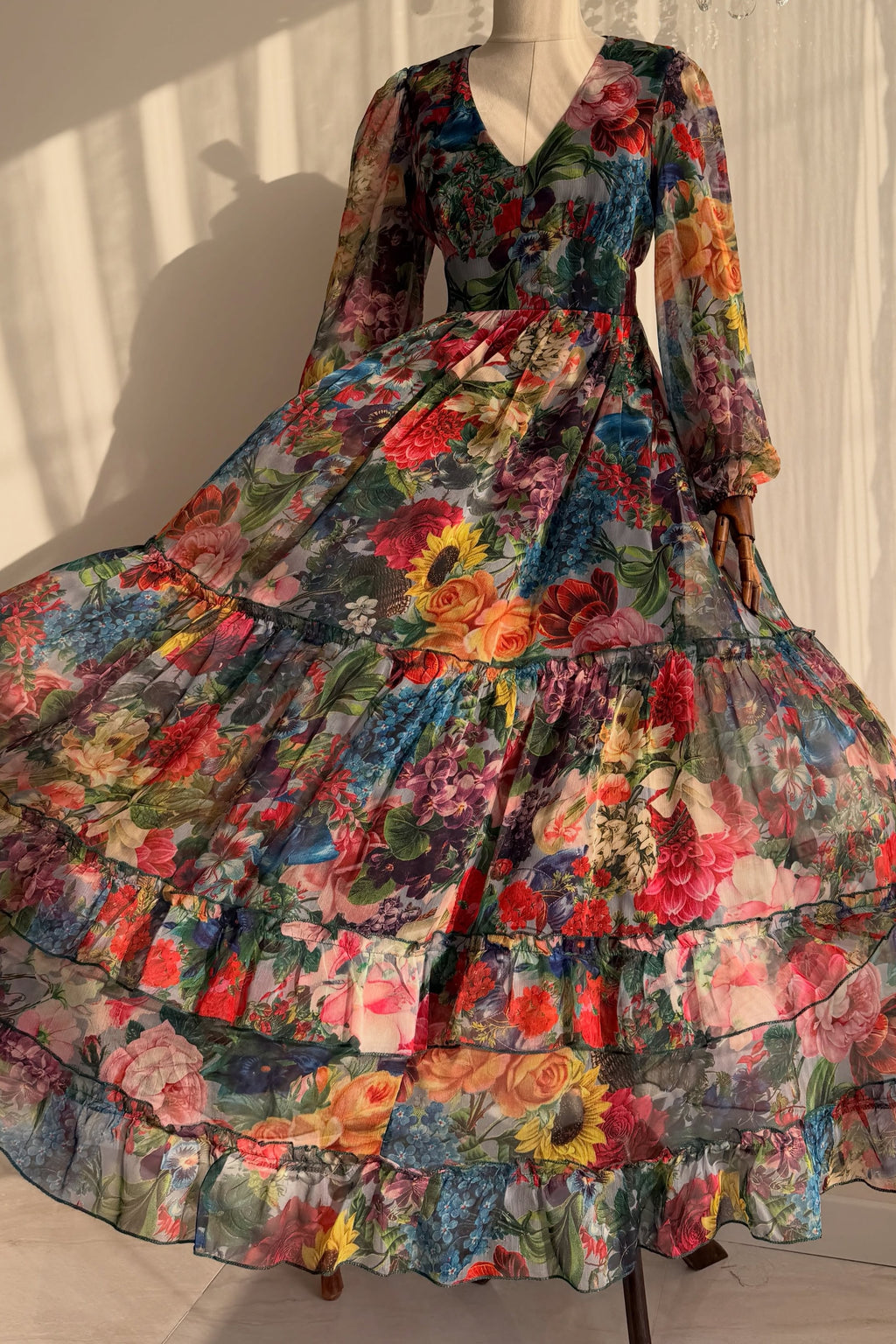 Serena Vintage Floral Tiered Maxi