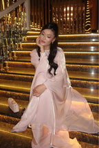Dania Open Front Flowy Cape Satin Maxi Dress