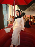 Noura Satin Flare Sleeve Two‑Piece Set