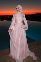 Yara Draped Twist Chiffon Gown