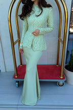 Maren Lace Peplum Mermaid Formal Gown