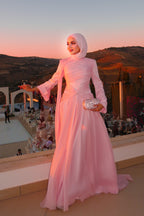Yara Draped Twist Chiffon Gown
