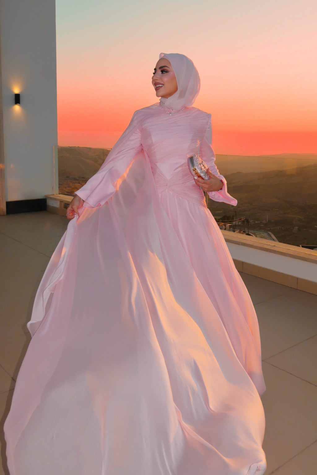 Yara Draped Twist Chiffon Gown