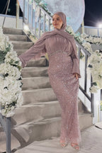 Nurah Pleated Shimmer Maxi Dress
