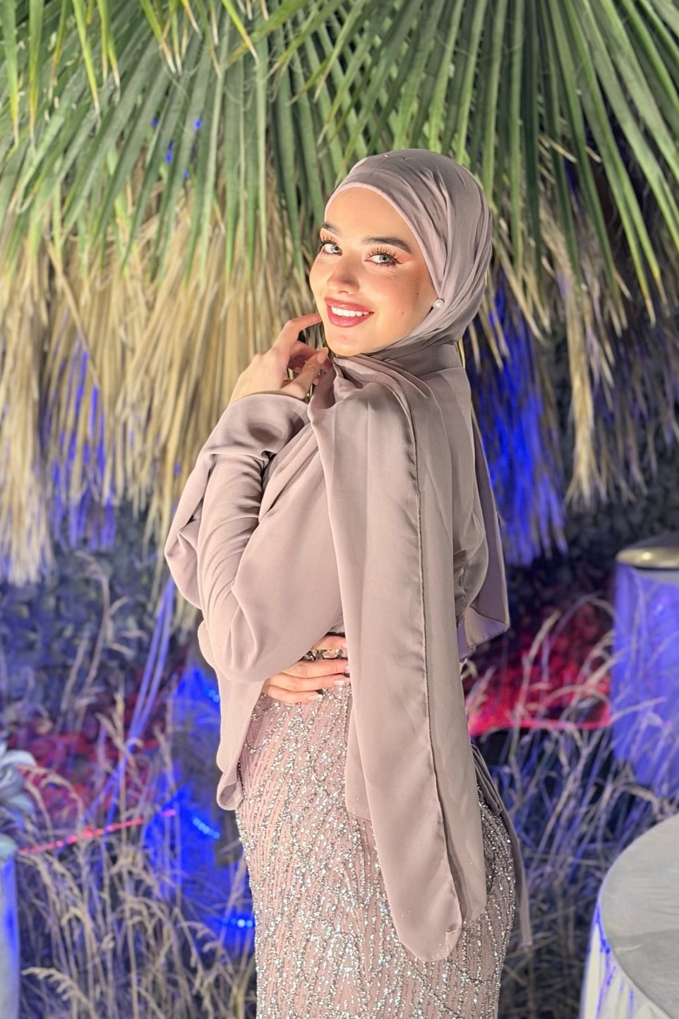 Nurah Pleated Shimmer Maxi Dress