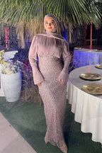 Nurah Pleated Shimmer Maxi Dress