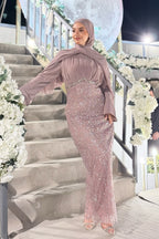 Nurah Pleated Shimmer Maxi Dress