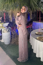 Nurah Pleated Shimmer Maxi Dress