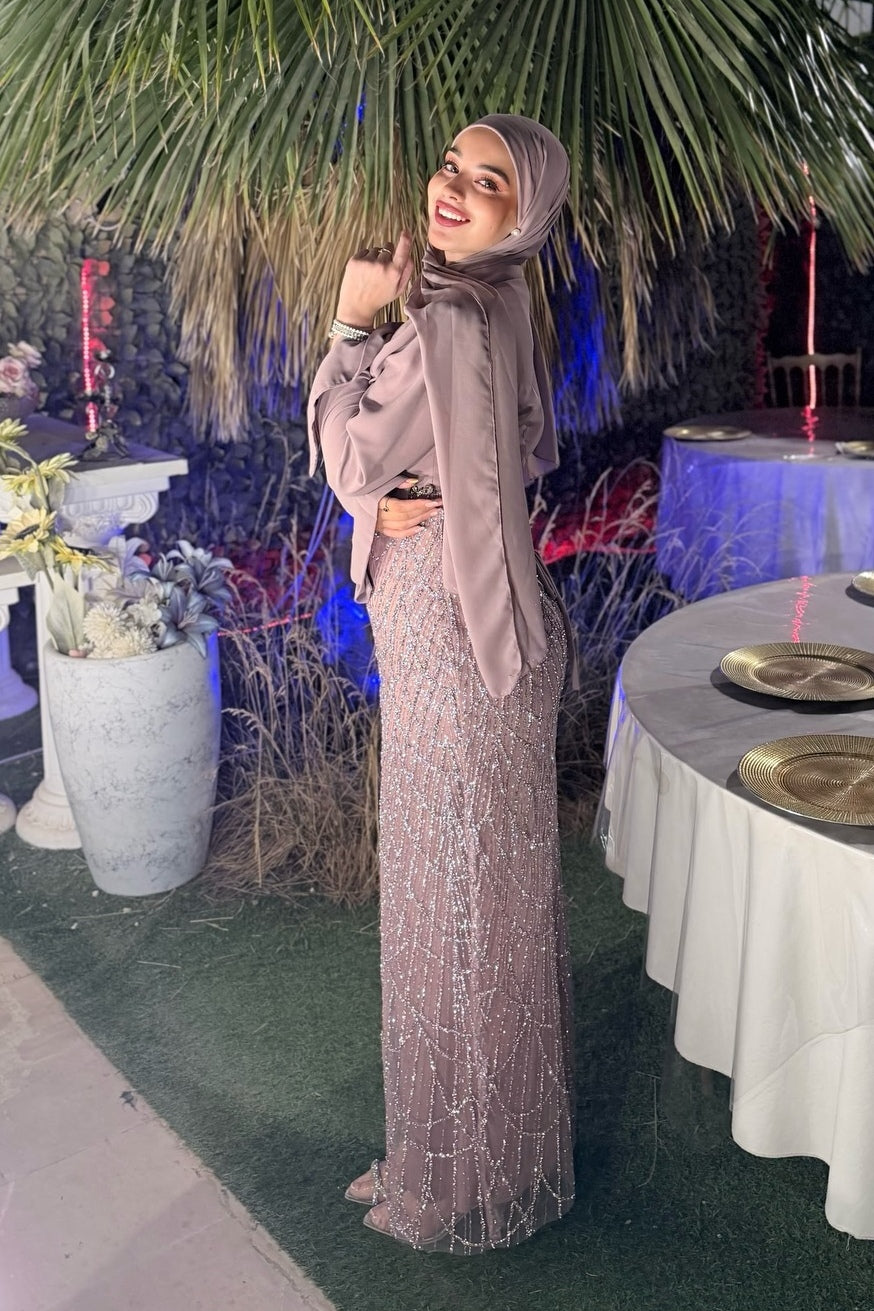 Nurah Pleated Shimmer Maxi Dress