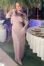 Nurah Pleated Shimmer Maxi Dress