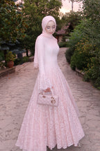 Zahra Full Lace Flare Sleeve Ball Gown