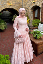 Zahra Full Lace Flare Sleeve Ball Gown