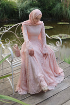 Zahra Full Lace Flare Sleeve Ball Gown