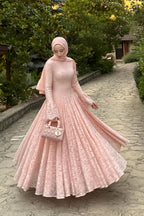 Zahra Full Lace Flare Sleeve Ball Gown