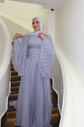 Safa Wrap Pleated Flare Sleeve Maxi Dress